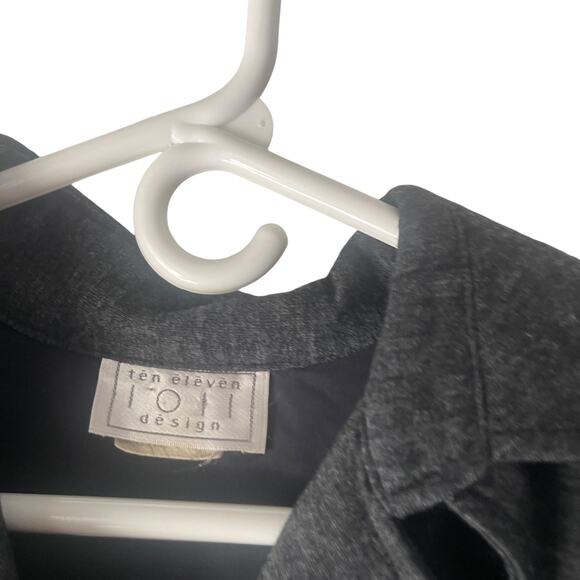 Ten Eleven Vintage 90s Size XL 70% Wool Grey Double Breasted Trench Coat - Picture 4 of 11